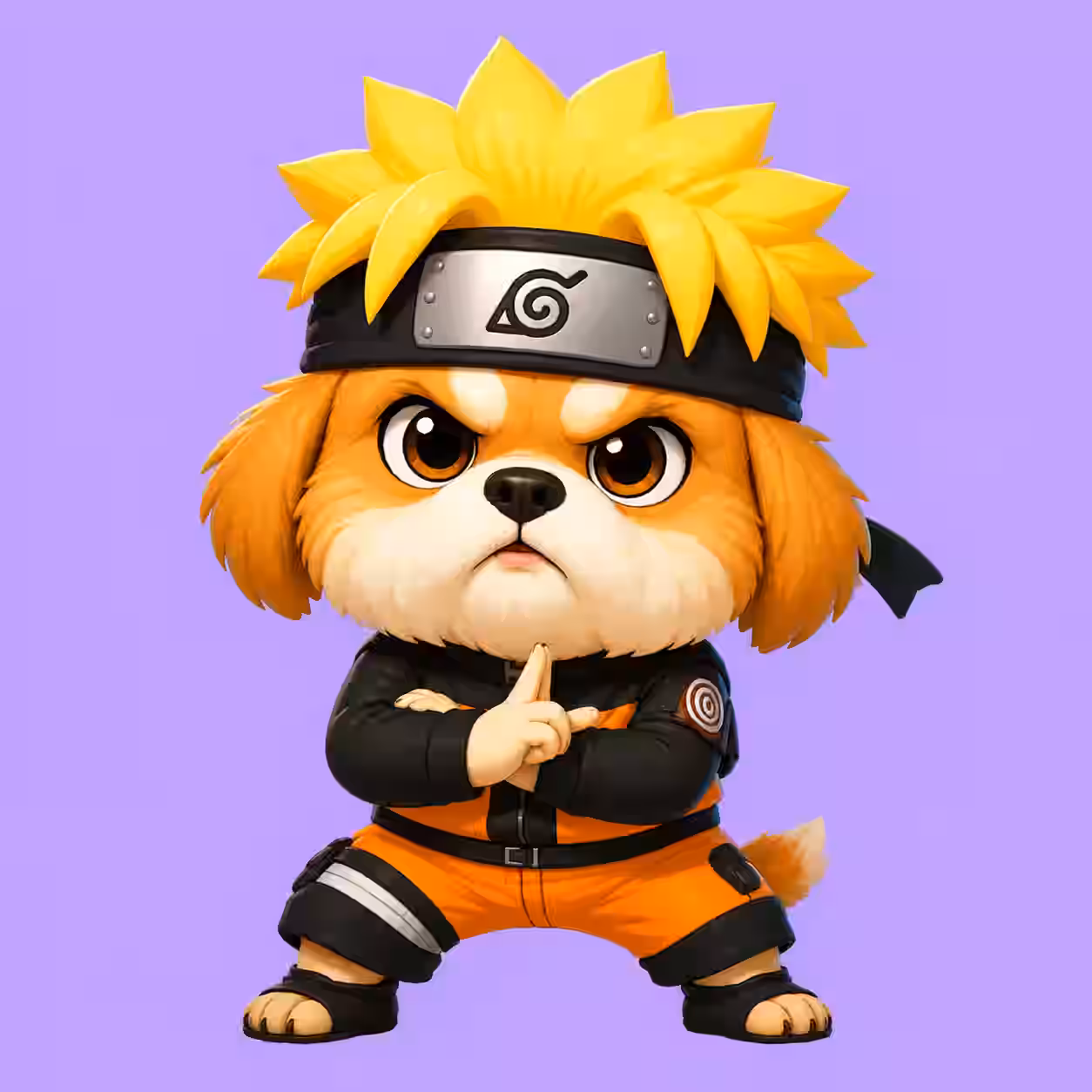 Naruto Uzumaki in orange ninja outfit making hand sign with serious expression anime avatar.