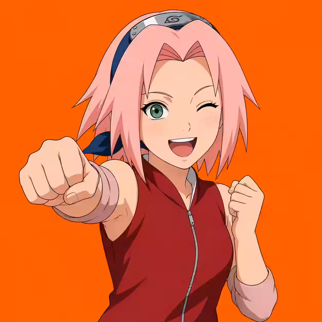 Sakura Haruno smiling and throwing a punch anime profile picture.