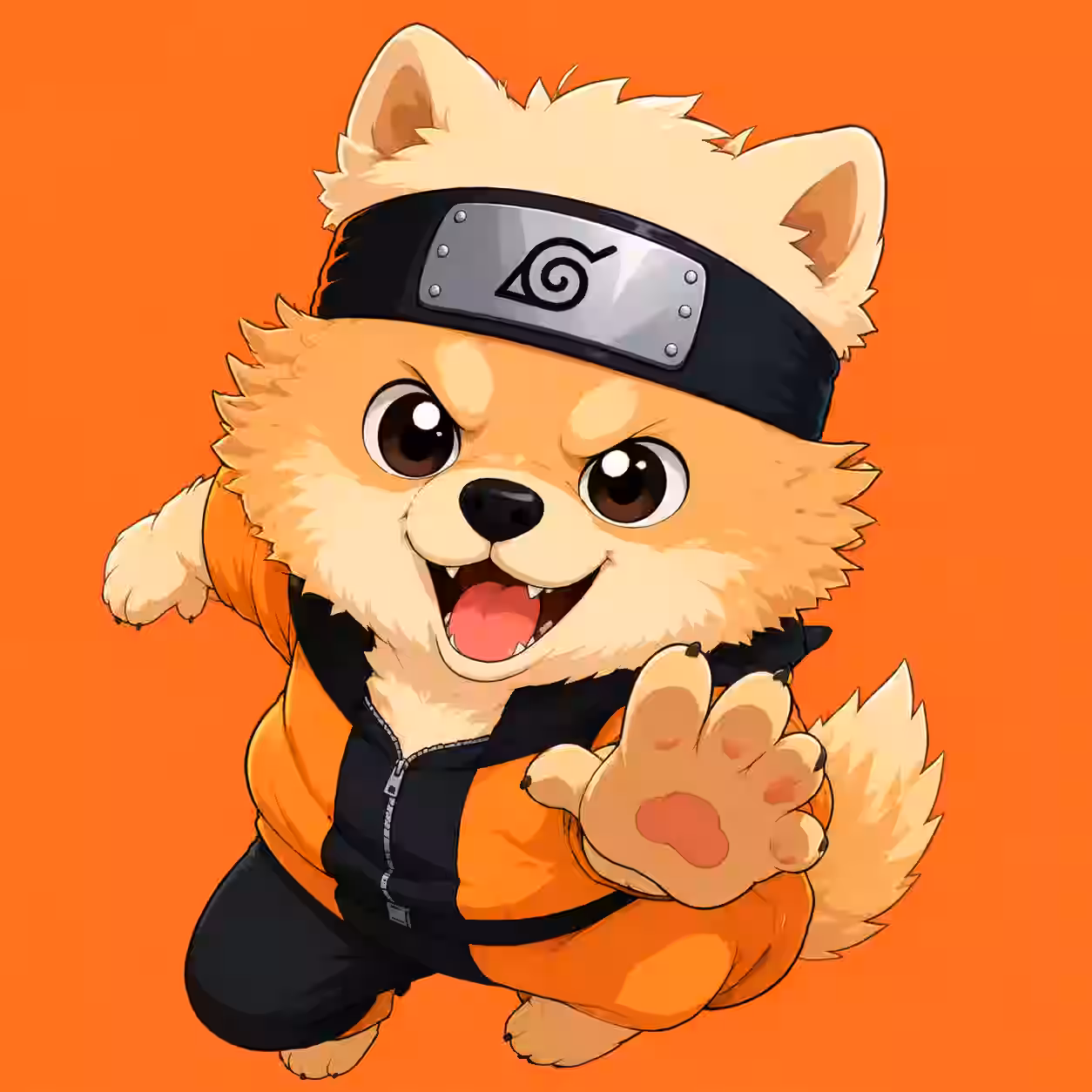 Shiba Inu wearing ninja outfit and headband cute cartoon avatar.