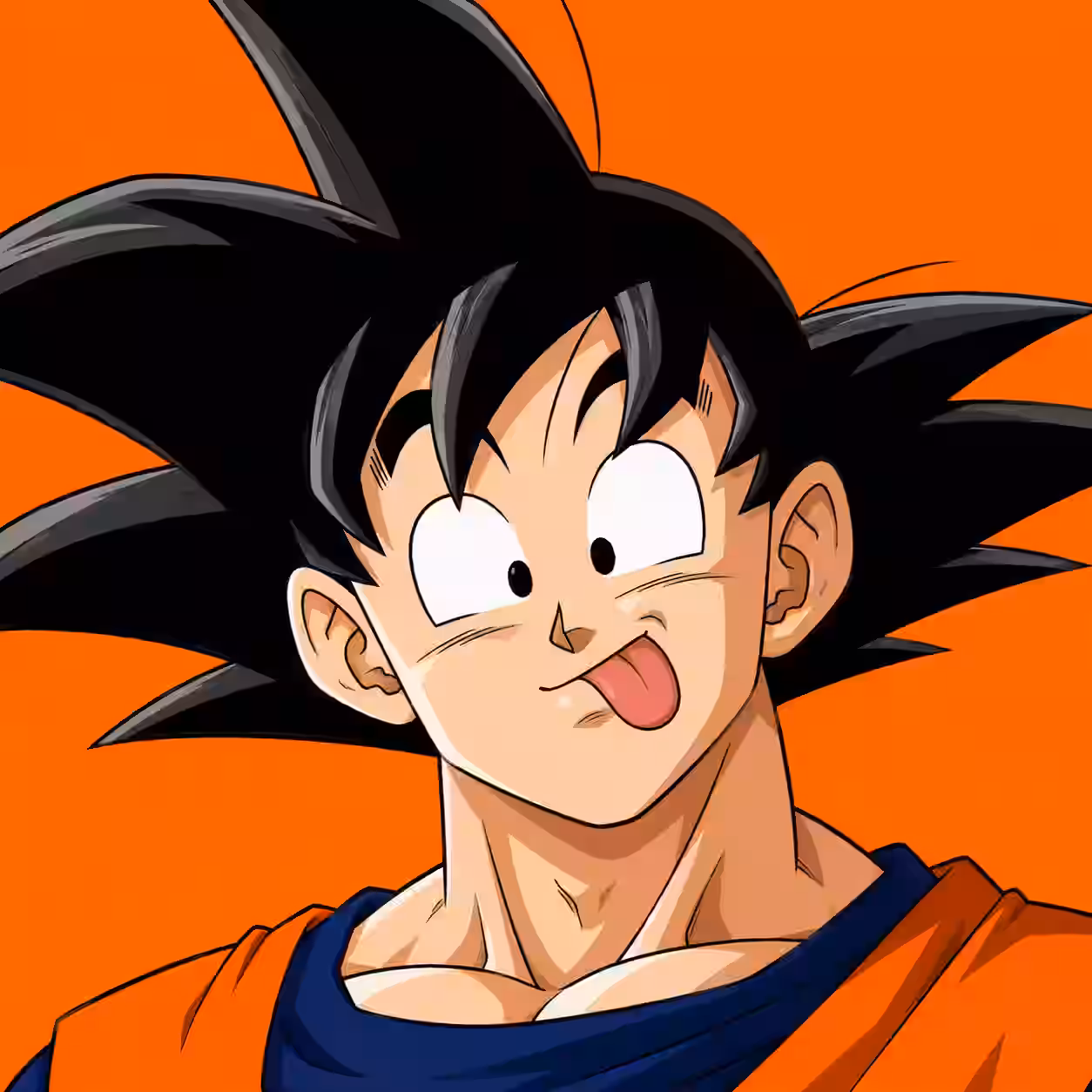 Funny Goku profile picture with tongue out and silly expression.