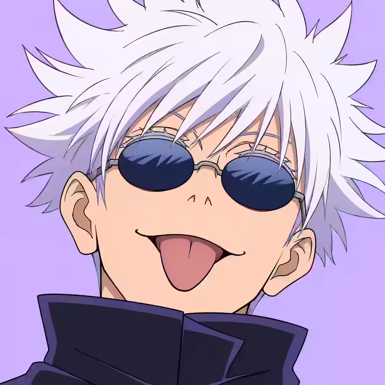 Funny Gojo profile picture wearing sunglasses with a silly smile.
