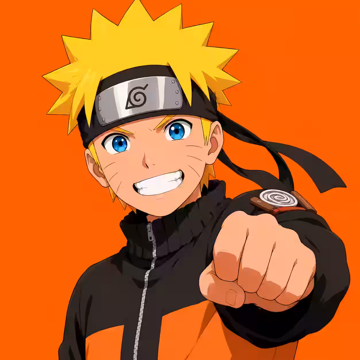 Naruto Uzumaki smiling and throwing a punch anime profile picture.